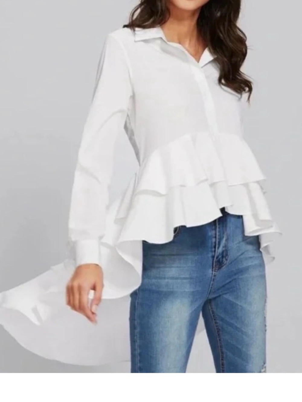 Walter Baker Caroline White Collard High Low Shirt S Cotton Coquette Clean Girl